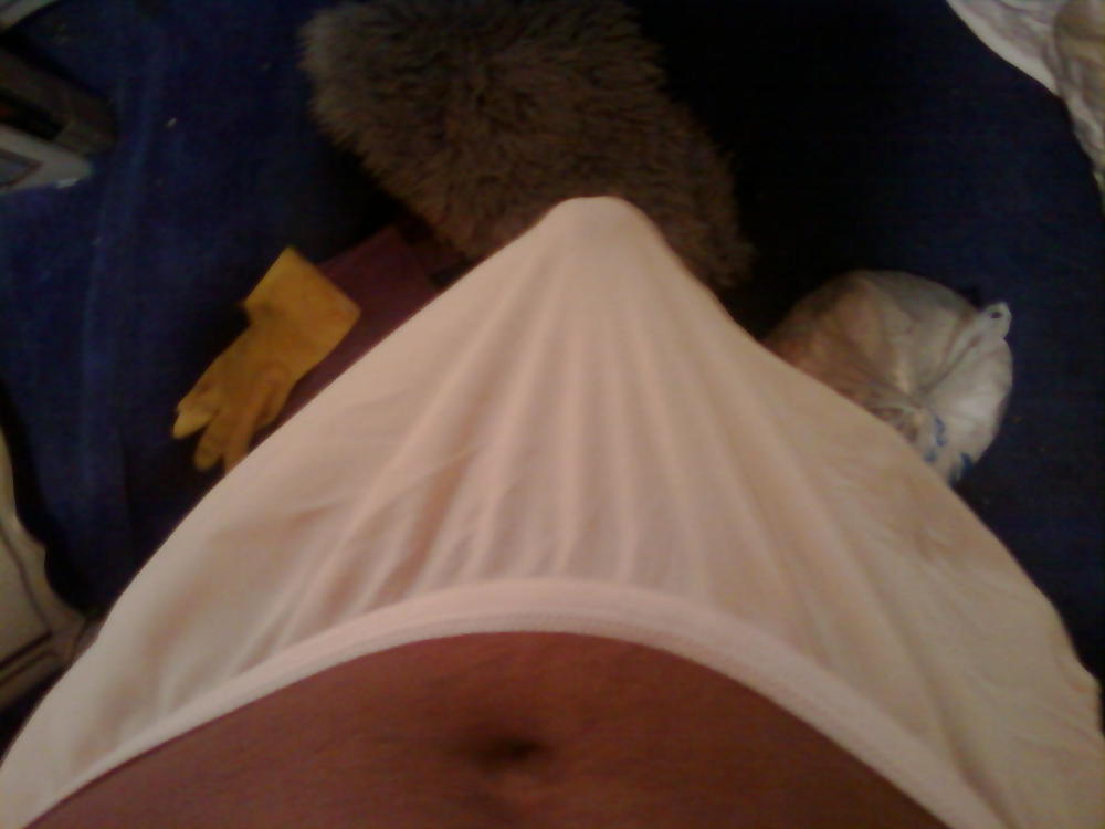 Cotton yellow panties + my moms nylon panties #6217916