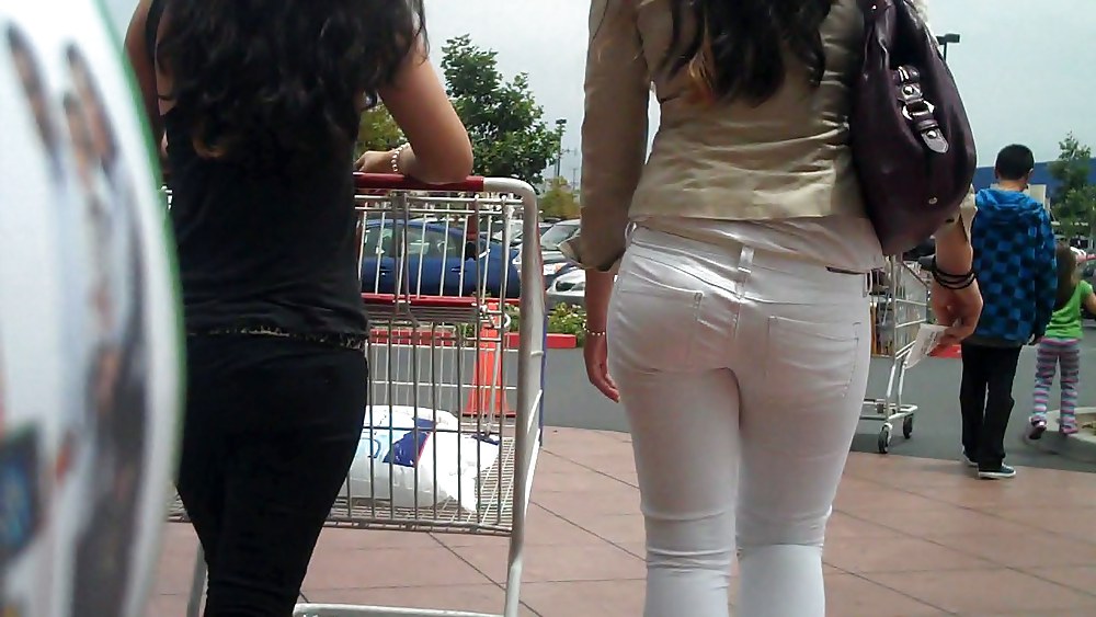 Nice sexy ass & butt in white jeans looking good #4209281