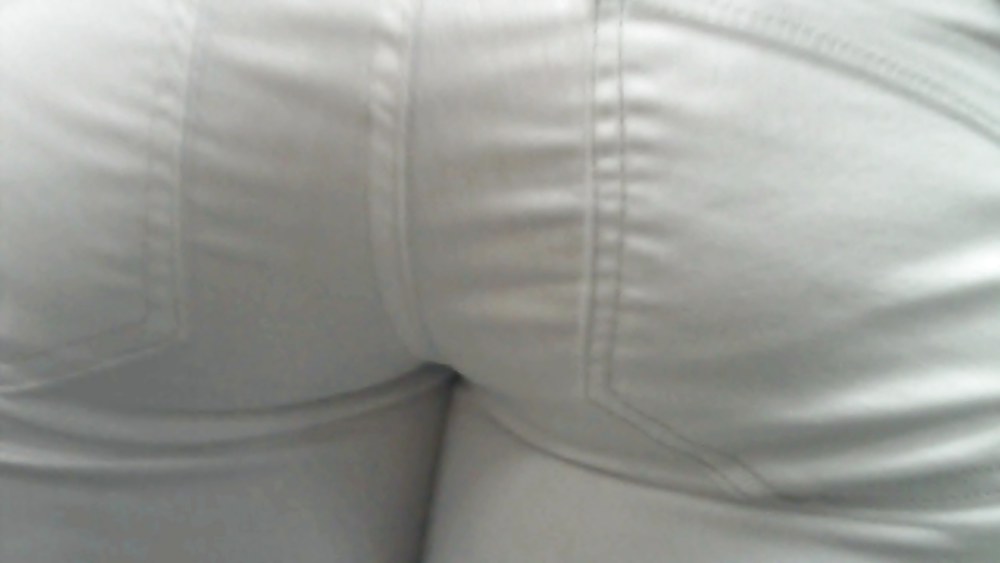 Nice sexy ass & butt in white jeans looking good #4209312