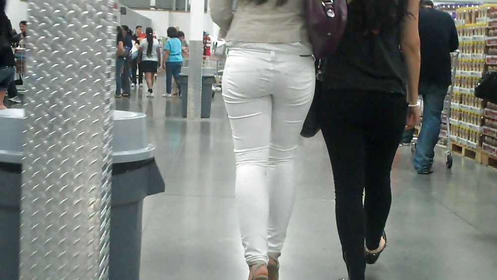 Nice sexy ass & butt in white jeans looking good #4209321