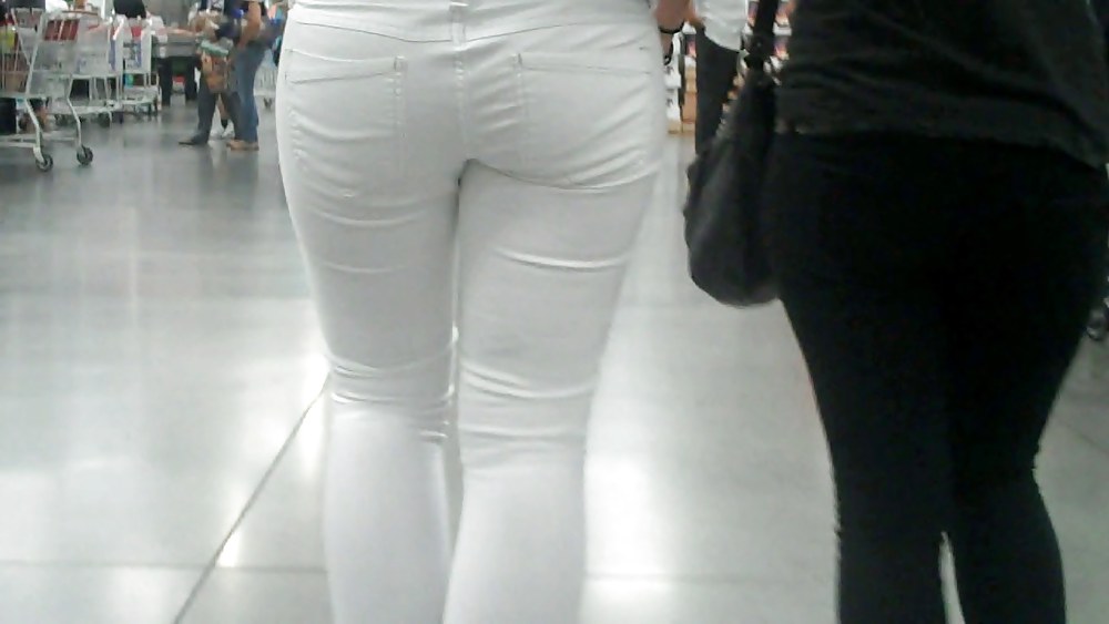 Nice sexy ass & butt in white jeans looking good #4209327