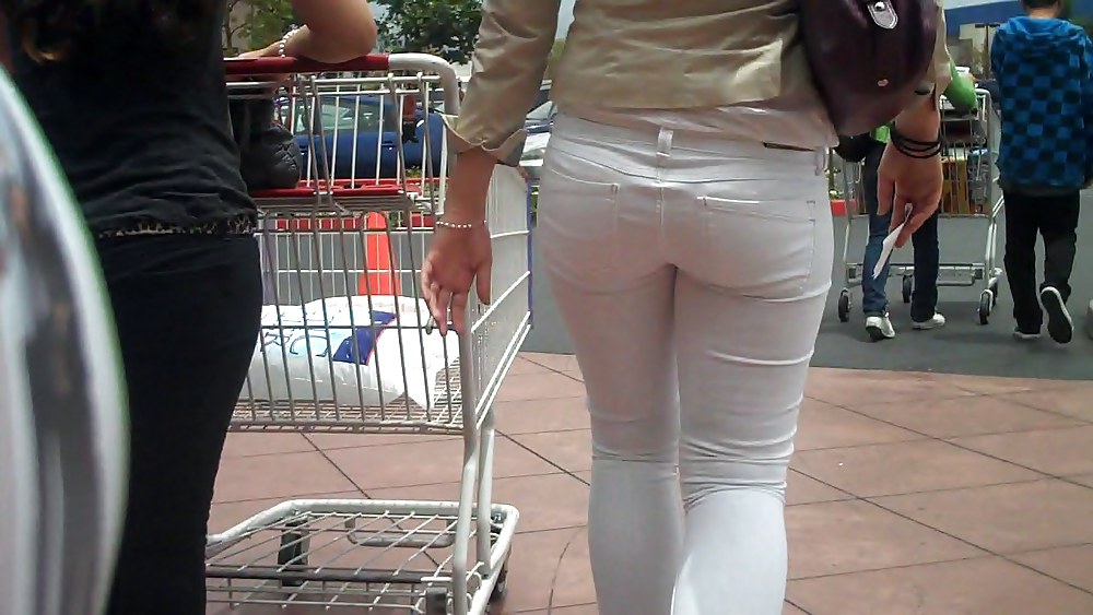 Nice sexy ass & butt in white jeans looking good #4209336