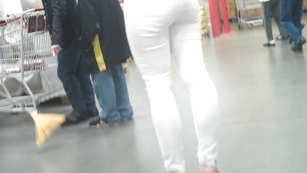 Nice sexy ass & butt in white jeans looking good #4209352