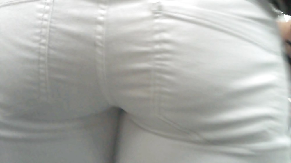 Nice sexy ass & butt in white jeans looking good #4209389