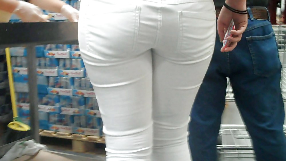 Nice sexy ass & butt in white jeans looking good #4209395