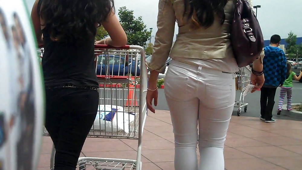 Nice sexy ass & butt in white jeans looking good #4209414