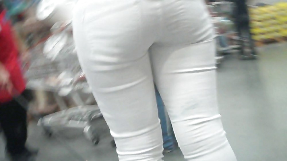Nice sexy ass & butt in white jeans looking good #4209421