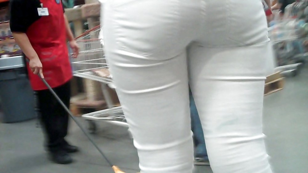 Nice sexy ass & butt in white jeans looking good #4209430