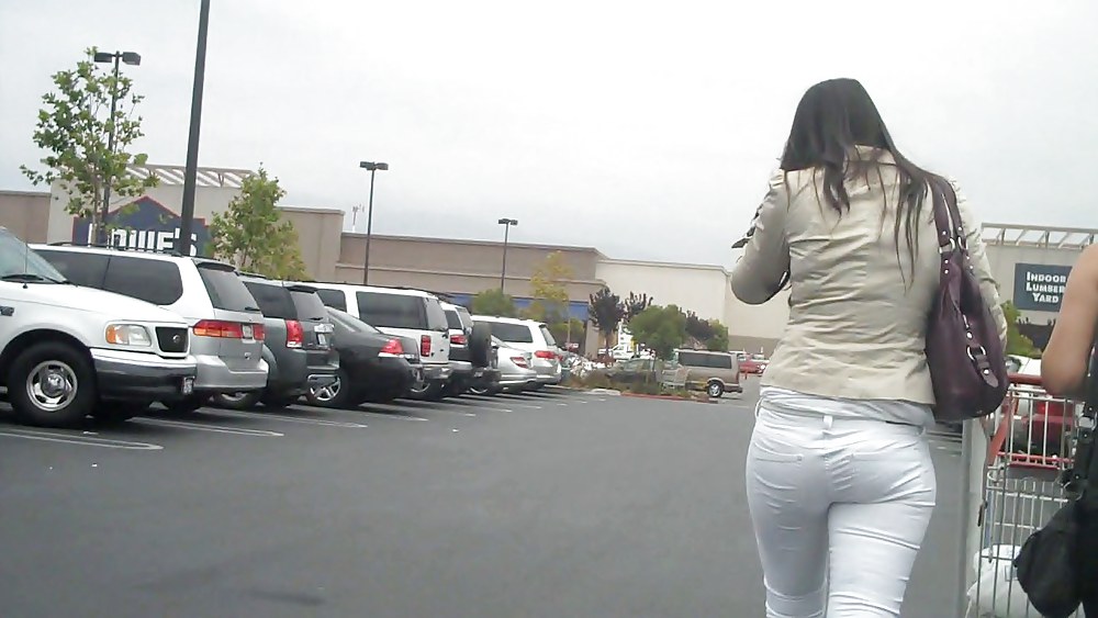 Nice sexy ass & butt in white jeans looking good #4209448