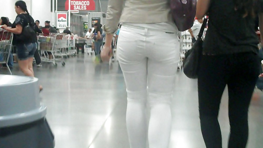 Nice sexy ass & butt in white jeans looking good #4209453