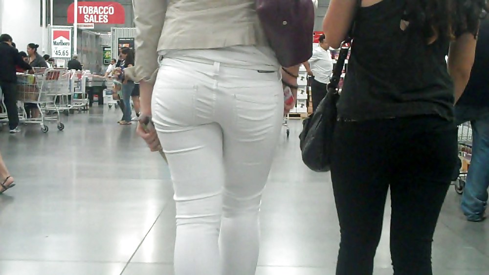 Nice sexy ass & butt in white jeans looking good #4209468