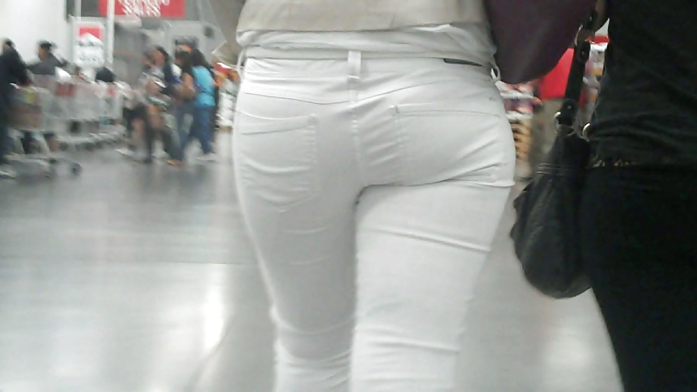 Nice sexy ass & butt in white jeans looking good #4209484