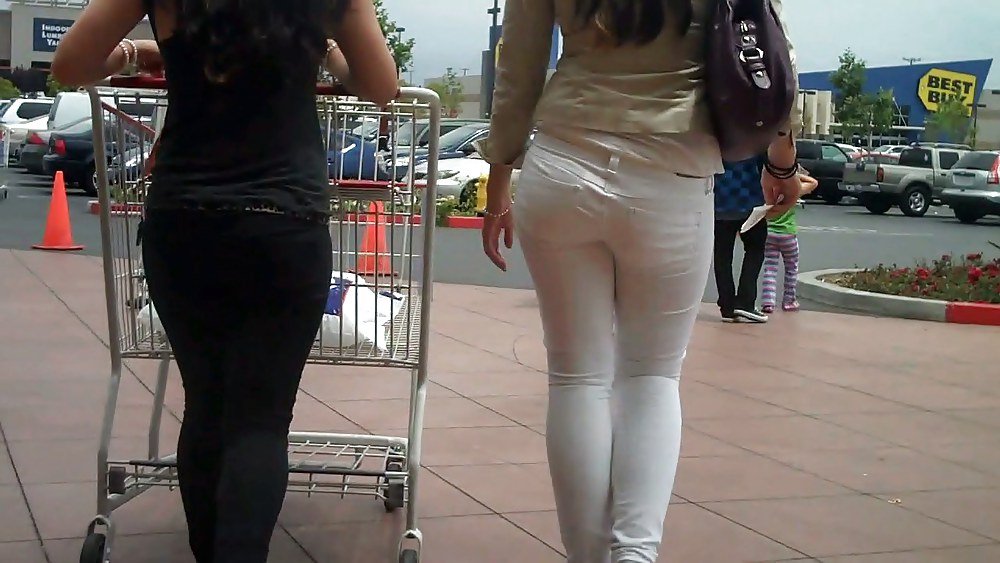 Nice sexy ass & butt in white jeans looking good #4209543