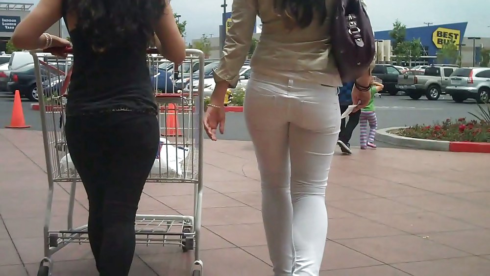 Nice sexy ass & butt in white jeans looking good #4209565