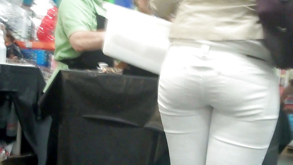 Nice sexy ass & butt in white jeans looking good #4209603