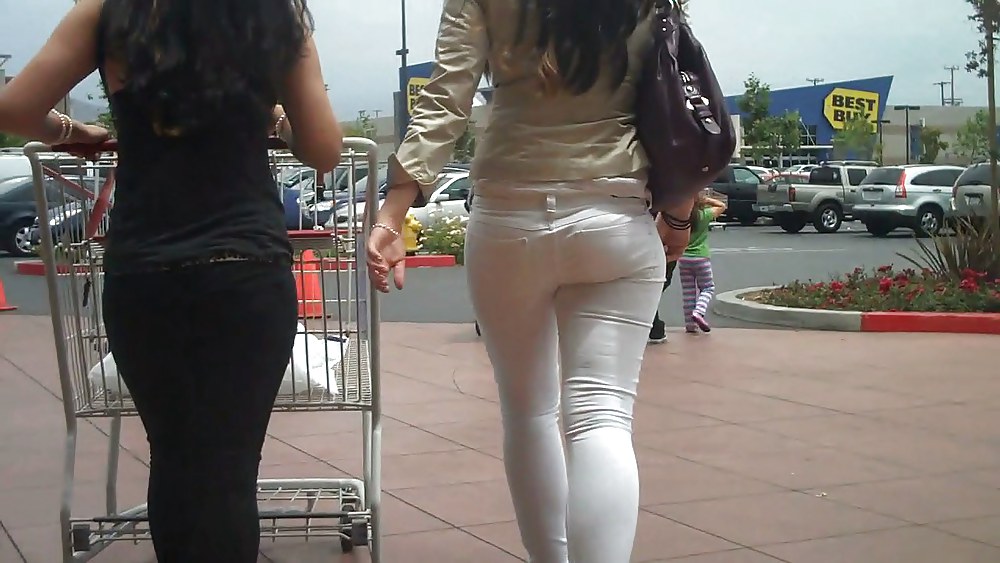 Nice sexy ass & butt in white jeans looking good #4209626