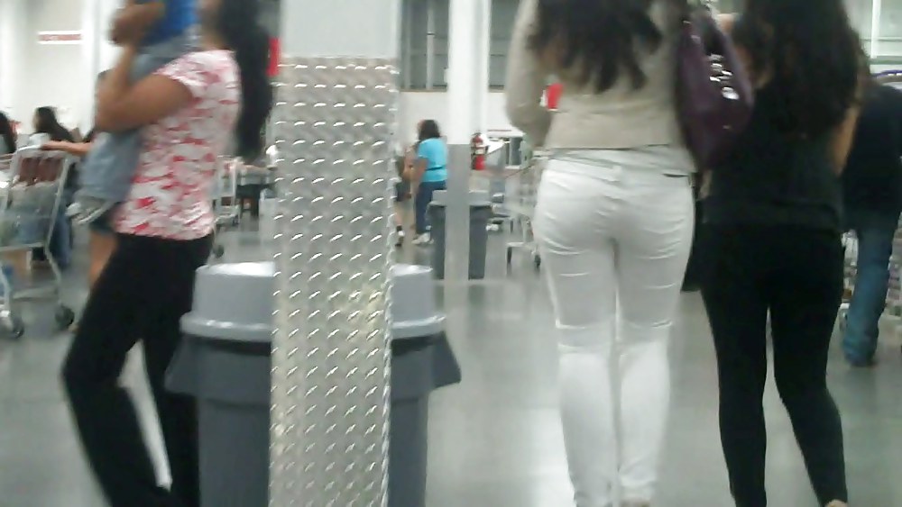 Nice sexy ass & butt in white jeans looking good #4209635