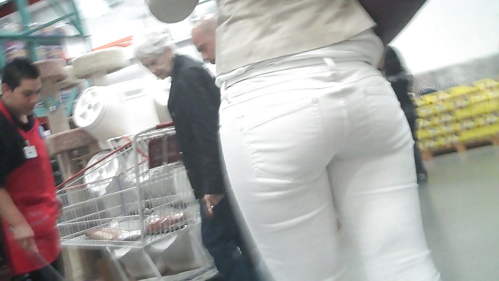 Nice sexy ass & butt in white jeans looking good #4209641