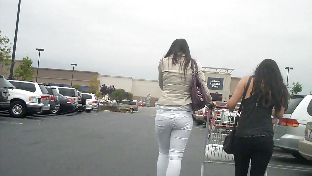 Nice sexy ass & butt in white jeans looking good #4209649