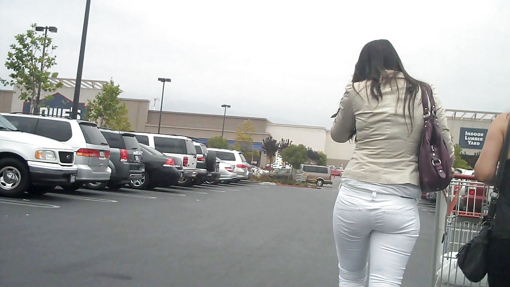 Nice sexy ass & butt in white jeans looking good #4209661