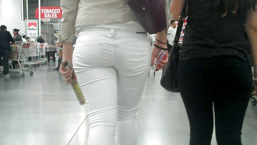 Nice sexy ass & butt in white jeans looking good #4209692