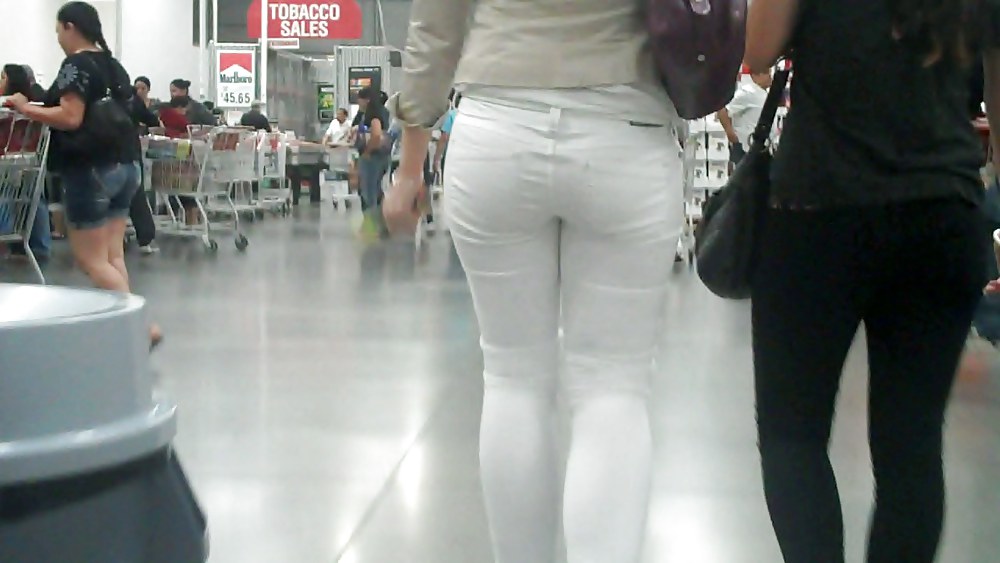 Nice sexy ass & butt in white jeans looking good #4209705