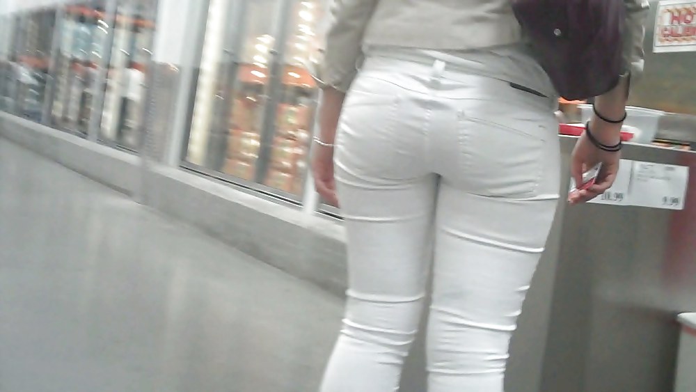 Nice sexy ass & butt in white jeans looking good #4209713