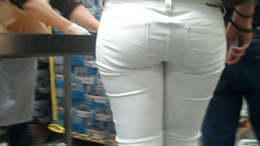 Nice sexy ass & butt in white jeans looking good #4209720