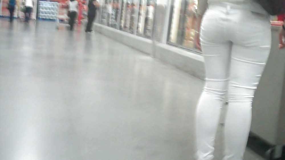 Nice sexy ass & butt in white jeans looking good #4209736