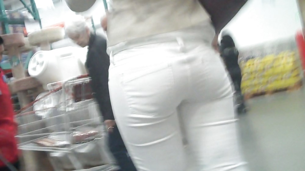 Nice sexy ass & butt in white jeans looking good #4209743