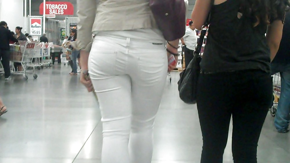 Nice sexy ass & butt in white jeans looking good #4209783