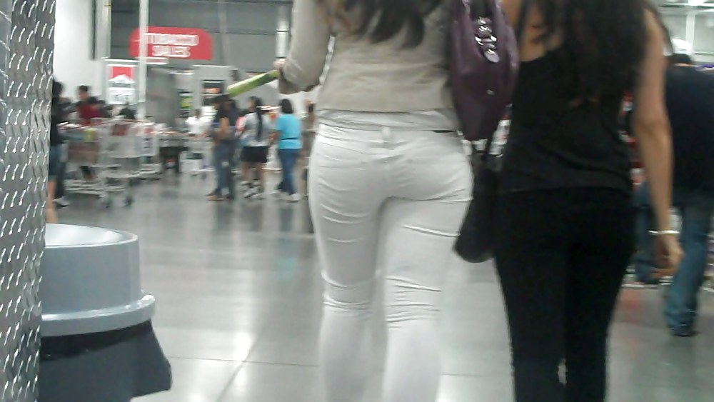 Nice sexy ass & butt in white jeans looking good #4209798
