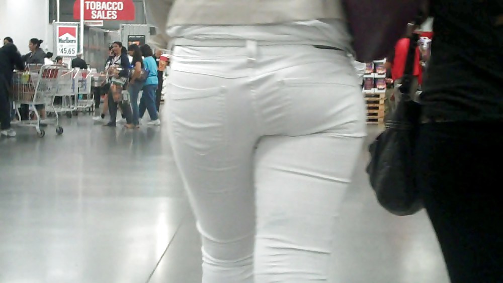 Nice sexy ass & butt in white jeans looking good #4209849