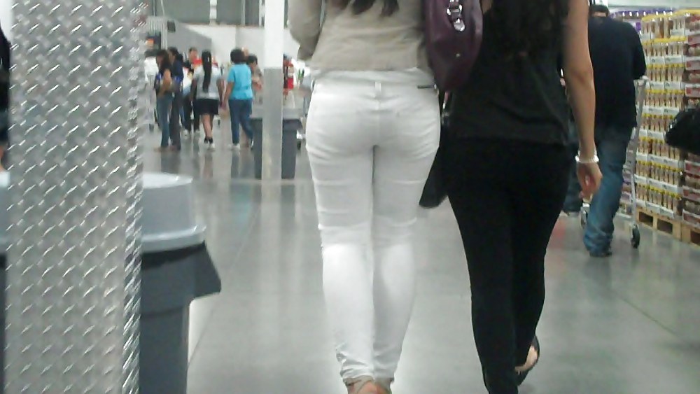 Nice sexy ass & butt in white jeans looking good #4209861