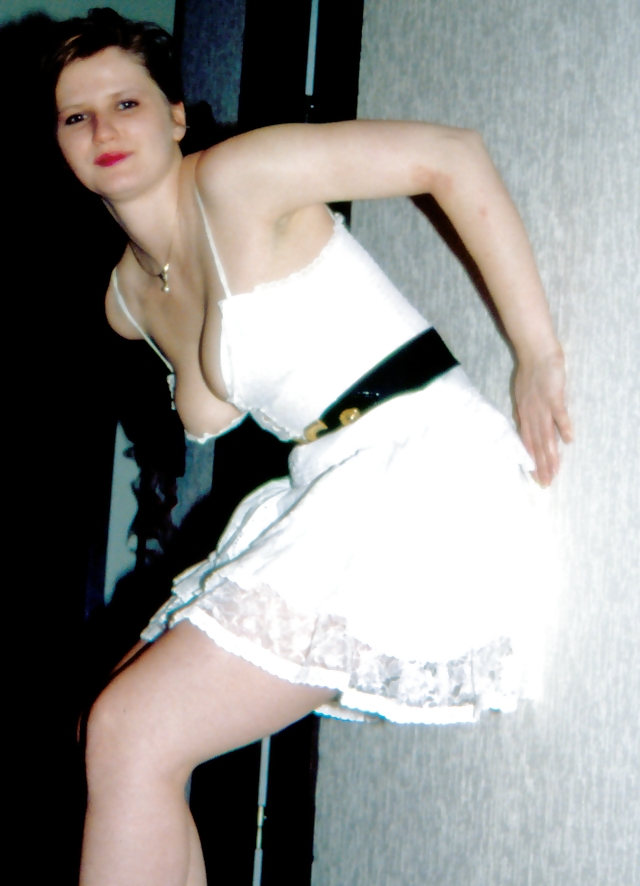 SAG - Babe White Tiered Skirt Knob Bustier Black Heels 04 #17760397