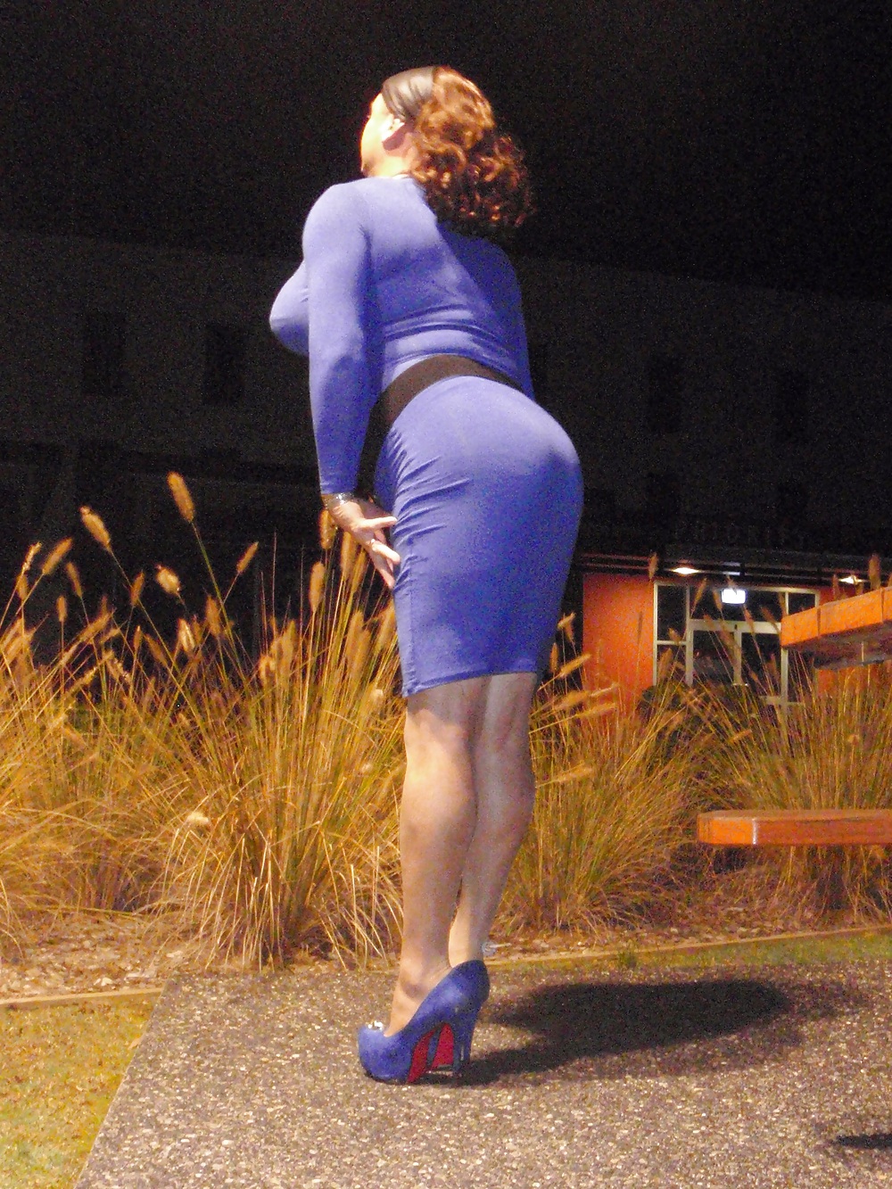 Xdresser Roxxi in my new blue platforms and pencil dress #17970261