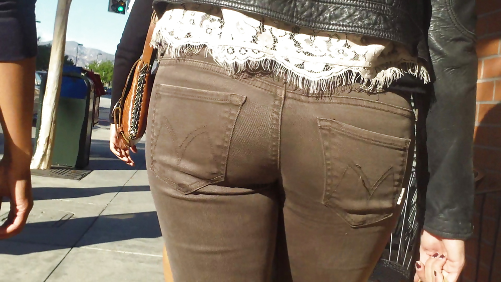 Beautiful sexy teen butt & ass in brown jeans #8692884