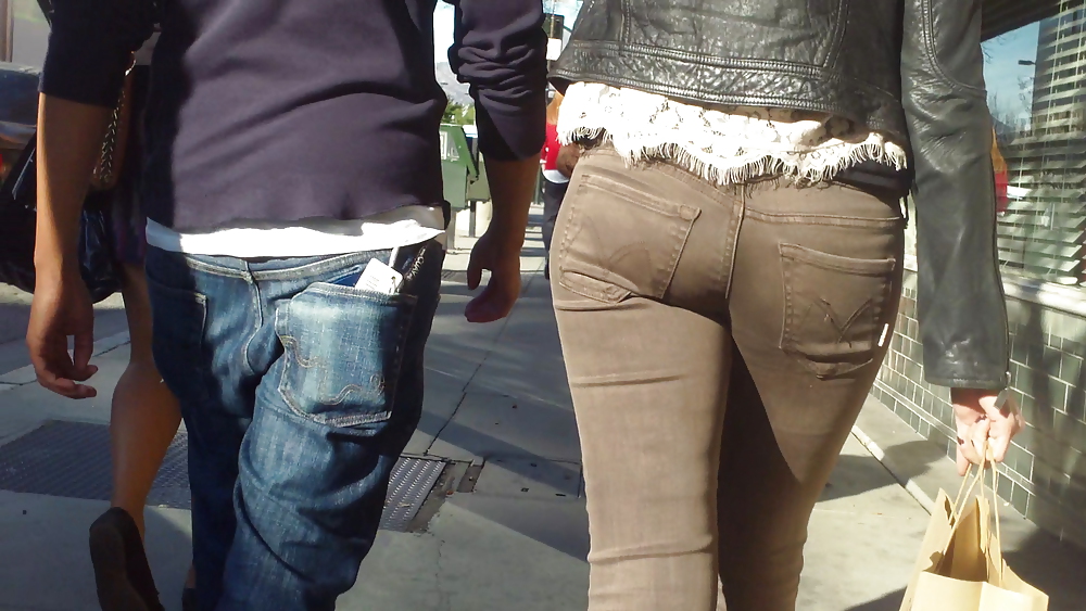 Beautiful sexy teen butt & ass in brown jeans #8692895