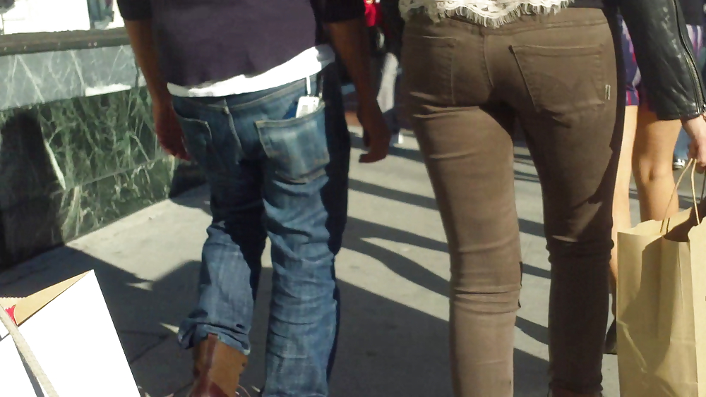 Beautiful sexy teen butt & ass in brown jeans #8692915
