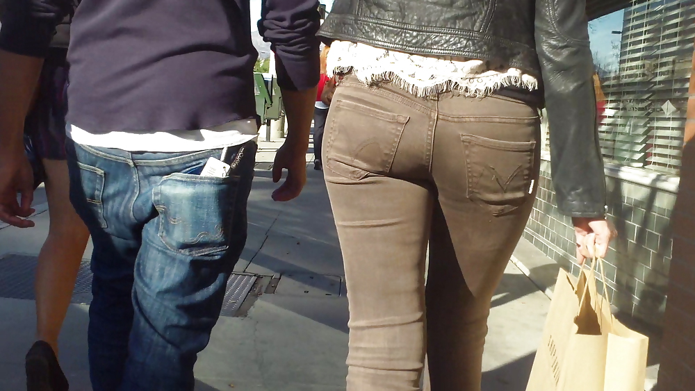 Beautiful sexy teen butt & ass in brown jeans #8692997