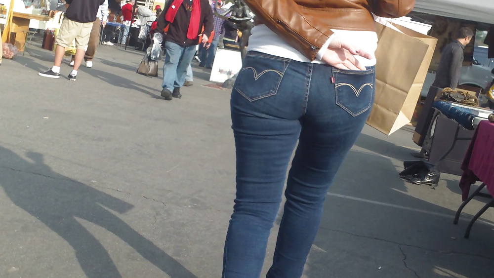 Following teen butts & ass in tight jeans  #6473967