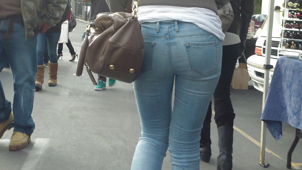 Following teen butts & ass in tight jeans  #6474411