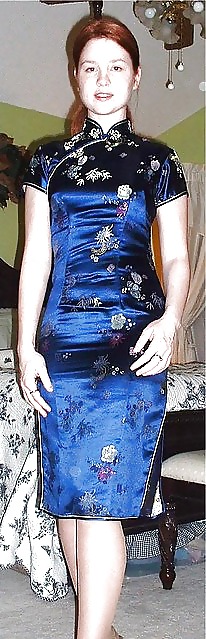 Single Western girl in Satin Cheongsam #17132989