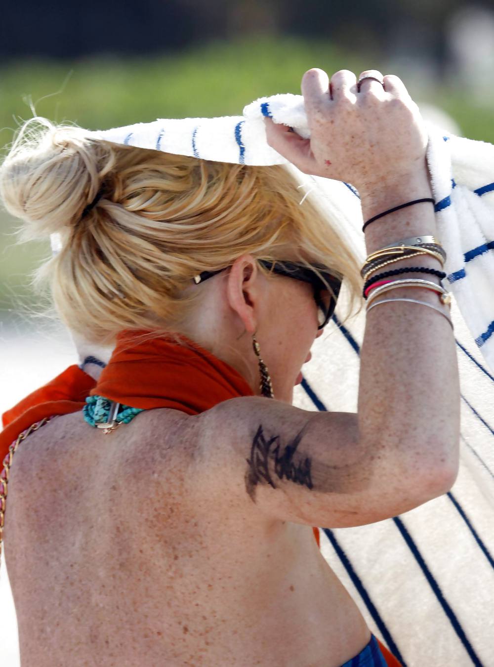 Lindsay Lohan In Bikini on Miami Beach BOOB Slip