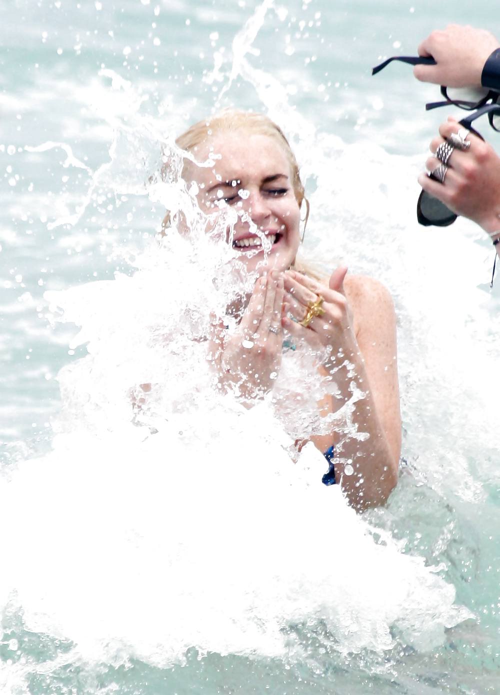 Lindsay Lohan In Bikini on Miami Beach BOOB Slip #3913364