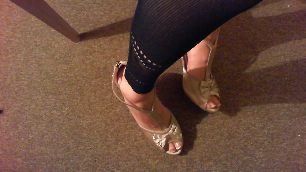 My feet in heels and pantyhose leggins #9335091