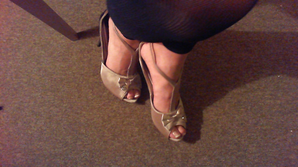 My feet in heels and pantyhose leggins #9335117