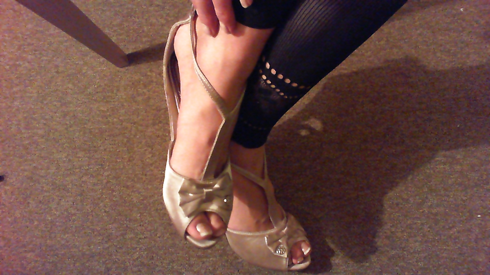 My feet in heels and pantyhose leggins #9335124