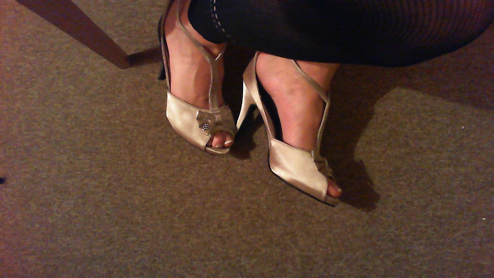 My feet in heels and pantyhose leggins #9335176