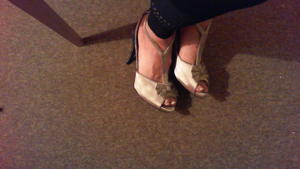 My feet in heels and pantyhose leggins #9335182